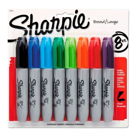 Sanford Sharpie Permanent Marker - 5.3mm Chisel Tip - Assorted - 8 Pack 38250PP